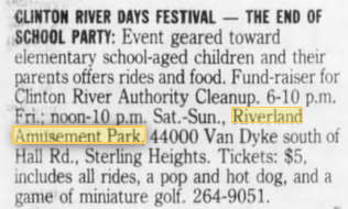 Riverland Amusement Park (Utica Amusement Park) - JUNE 1992 EVENT